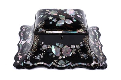 Lot 261 - A Victorian mother-of-pearl inlaid papier-mâché tea caddy