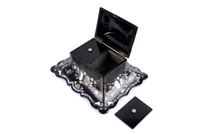 Lot 261 - A Victorian mother-of-pearl inlaid papier-mâché tea caddy