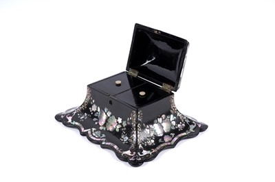 Lot 261 - A Victorian mother-of-pearl inlaid papier-mâché tea caddy