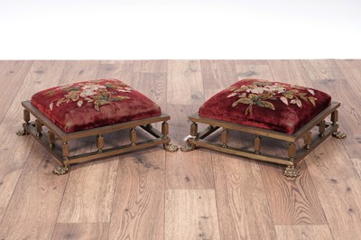 Lot 92 - A pair of Victorian brass foot stools