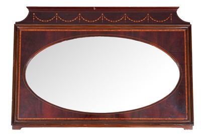 Lot 150 - R.J MacKenzie Ltd, Aberdeen: an Edwardian inlaid mahogany and satinwood banded over mantle mirror