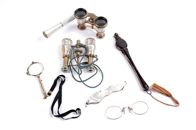 Lot 263 - A selection of antique opera glasses and spectacles