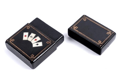 Lot 254 - A Victorian black lacquered playing card case