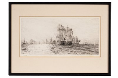 Lot 24 - William Lionel Wyllie - Duelling Ships Battle of Trafalgar | etching