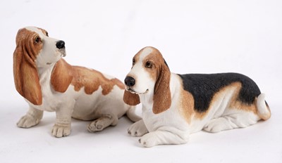 Lot 349 - ﻿A collection of decorative ceramic and other figures of basset hounds