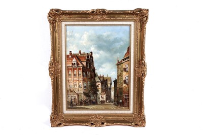 Lot 209 - R* Slahitz - Continental Street Scene | oil