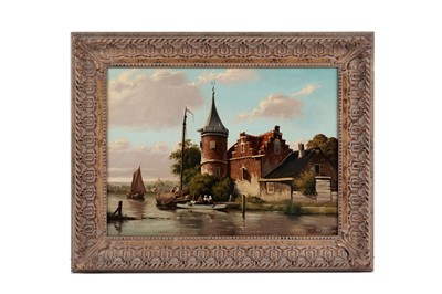 Lot 213 - Jan Beekhout - Dutch Canal Scene | oil