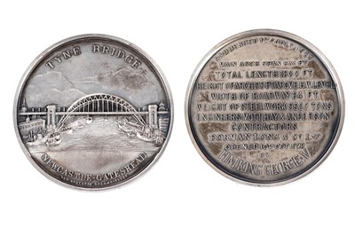 Lot 903 - Tyne Suspension Bridge Opened, Newcastle-upon-Tyne, 1928: a silver medal