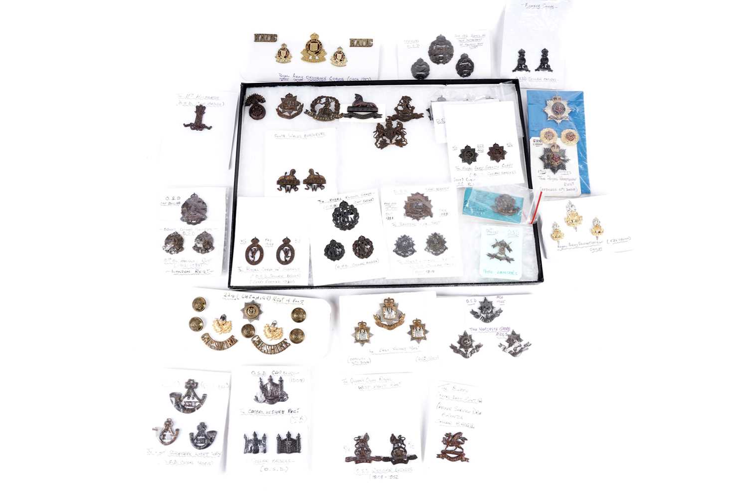 Lot 15 - Electrical British Military Regimental cap badges, collar badges and titles