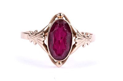Lot 57 - A ruby and white stone cluster pendant; and a ruby single stone ring