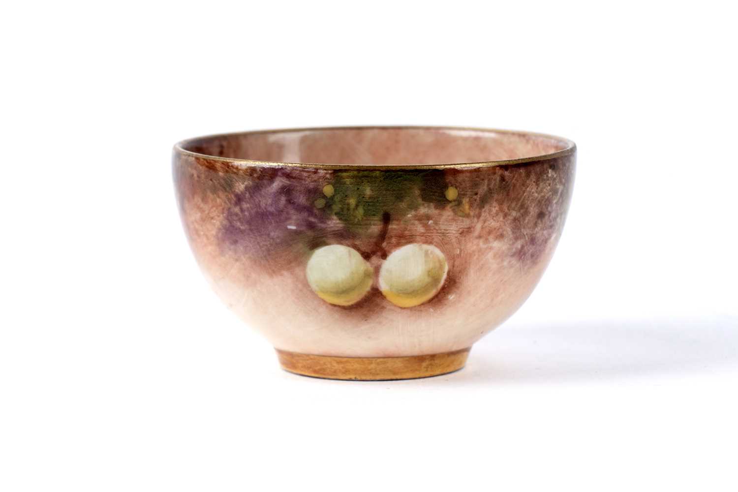 Lot 1109 - A Royal Worcester fruit painted miniature sugar bowl