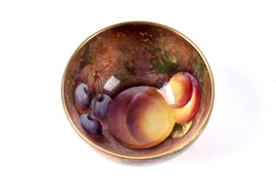 Lot 1109 - A Royal Worcester fruit painted miniature sugar bowl