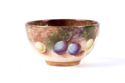 Lot 1109 - A Royal Worcester fruit painted miniature sugar bowl