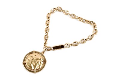 Lot 503 - Ilia Lalaounis gold anchor link bracelet with Alexander the Great style coin