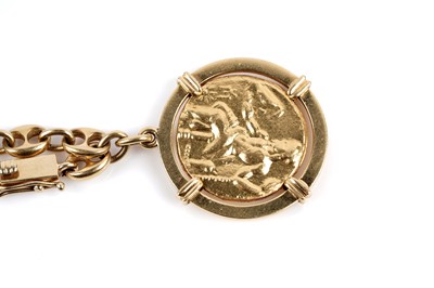 Lot 503 - Ilia Lalaounis gold anchor link bracelet with Alexander the Great style coin