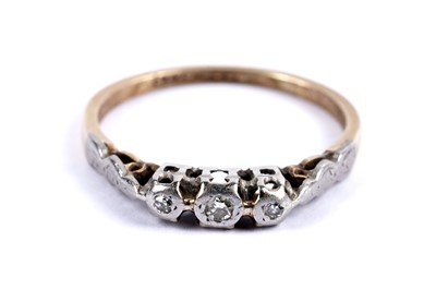 Lot 113 - A diamond cluster ring; and a diamond three stone ring