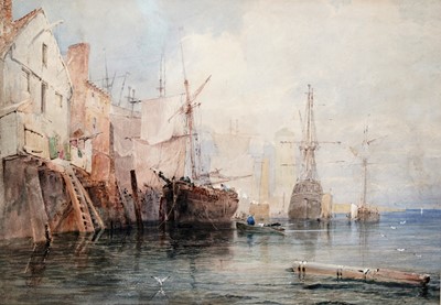 Lot 959 - Attributed to John Wilson Carmichael - North Shields Harbour | watercolour