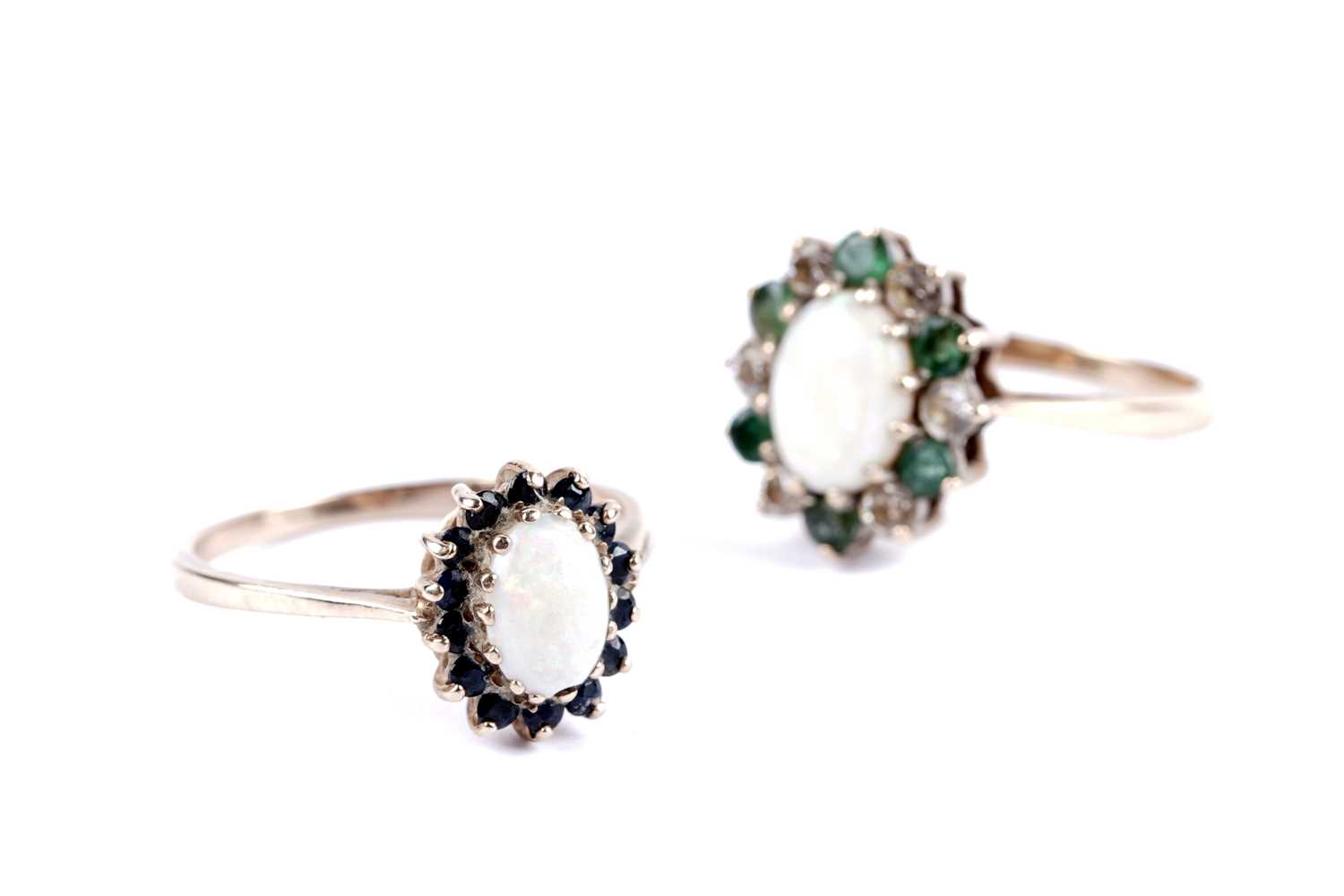 Lot 51 - Two opal cluster dress rings