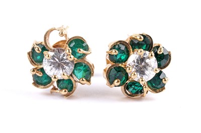 Lot 43 - Two pairs of flower cluster earrings