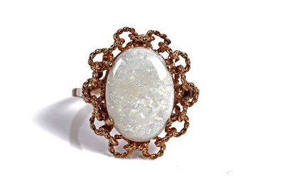 Lot 583 - An opal cabochon cocktail ring