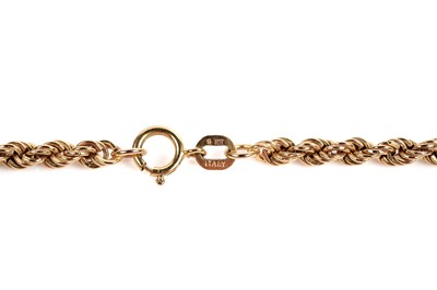 Lot 601 - A 9ct yellow gold ropetwist chain necklace