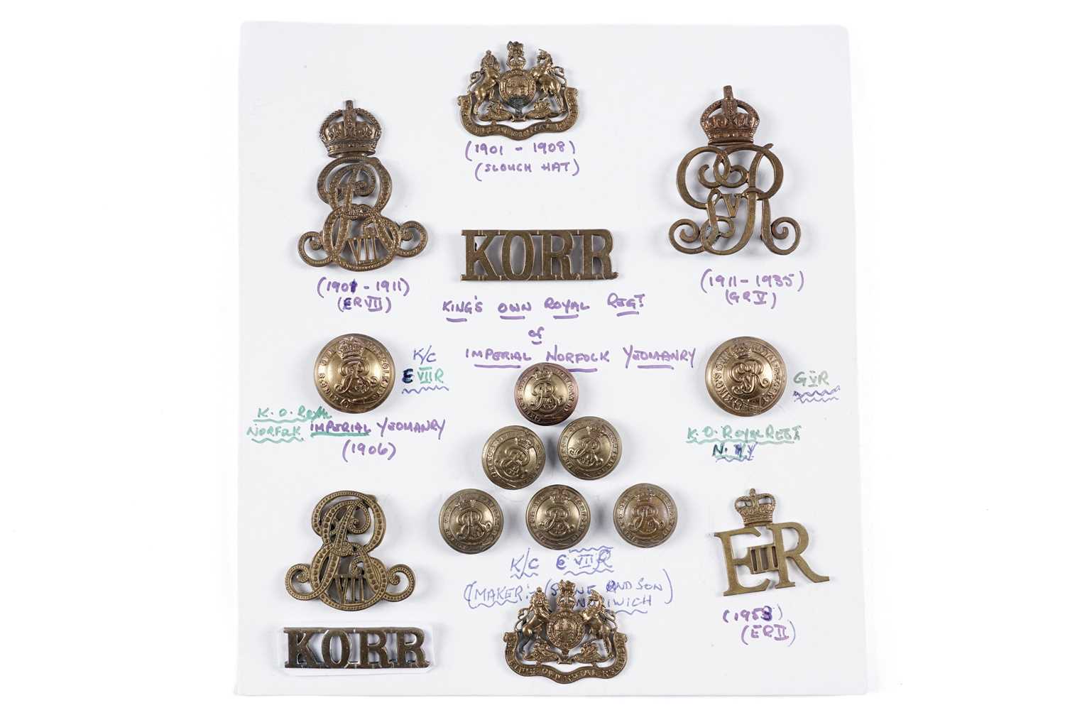 Lot 28 - The King’s Own Royal Regiment of Imperial Norfolk Yeomanry badges