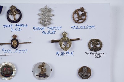 Lot 48 - A display of British and other military lapel badges, sweetheart badges, and other items