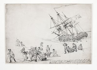 Lot 950 - John Thomas Serres - The Wrecking of the Prosperine | original pen and ink sketch for later print
