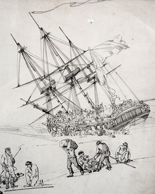 Lot 950 - John Thomas Serres - The Wrecking of the Prosperine | original pen and ink sketch for later print