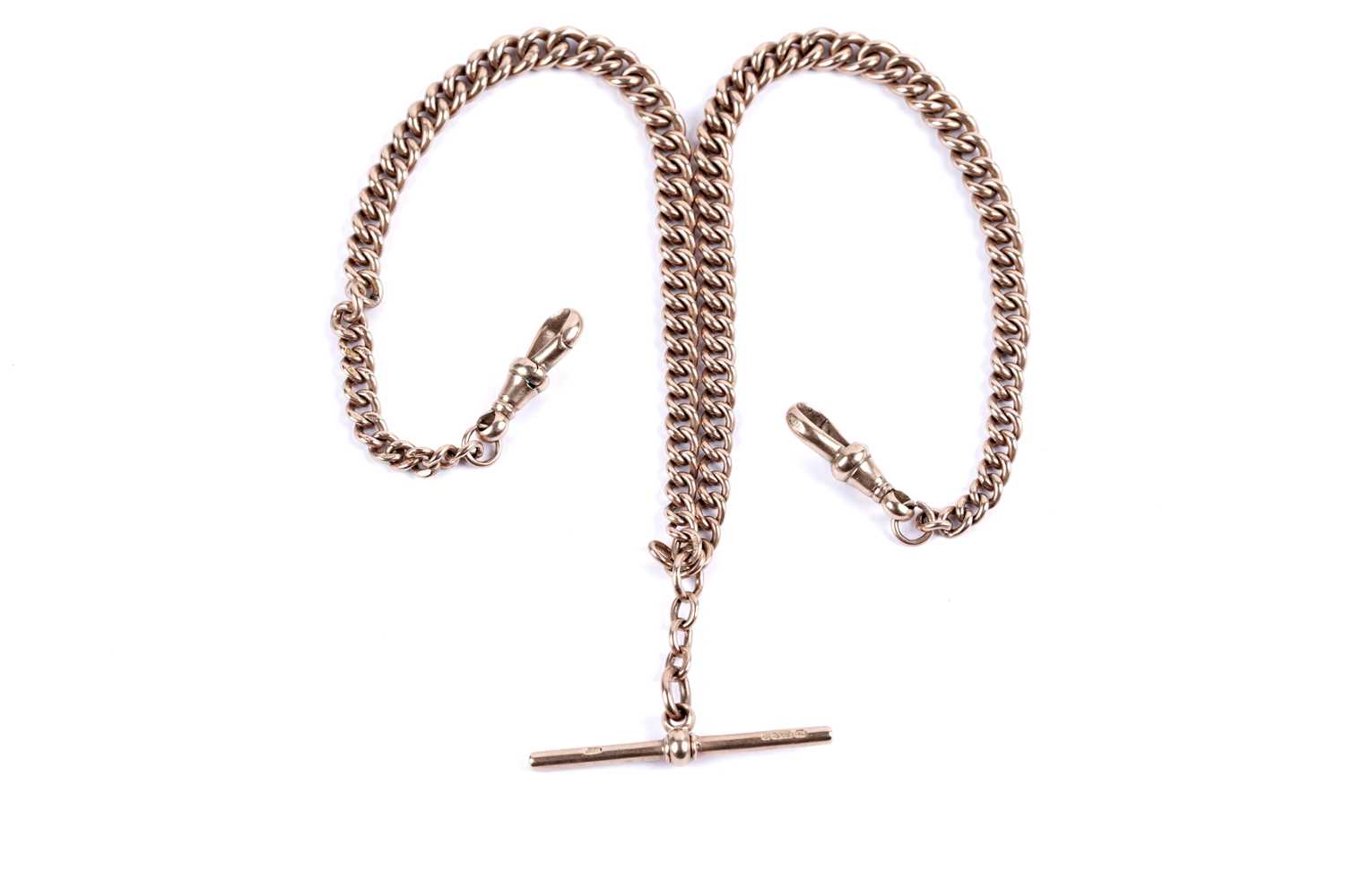 Lot 105 - A 9ct rose gold Albert watch chain