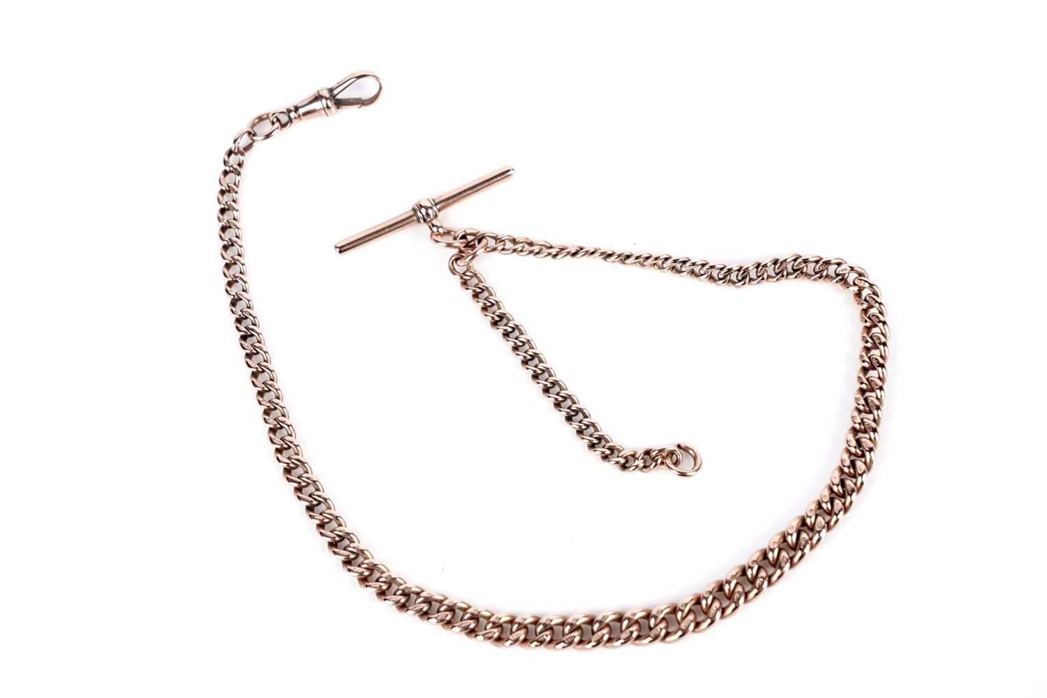 Lot 136 - A 9ct rose gold Albert watch chain