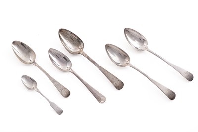 Lot 161 - Channel Islands: an engraved silver tablespoon; and five others