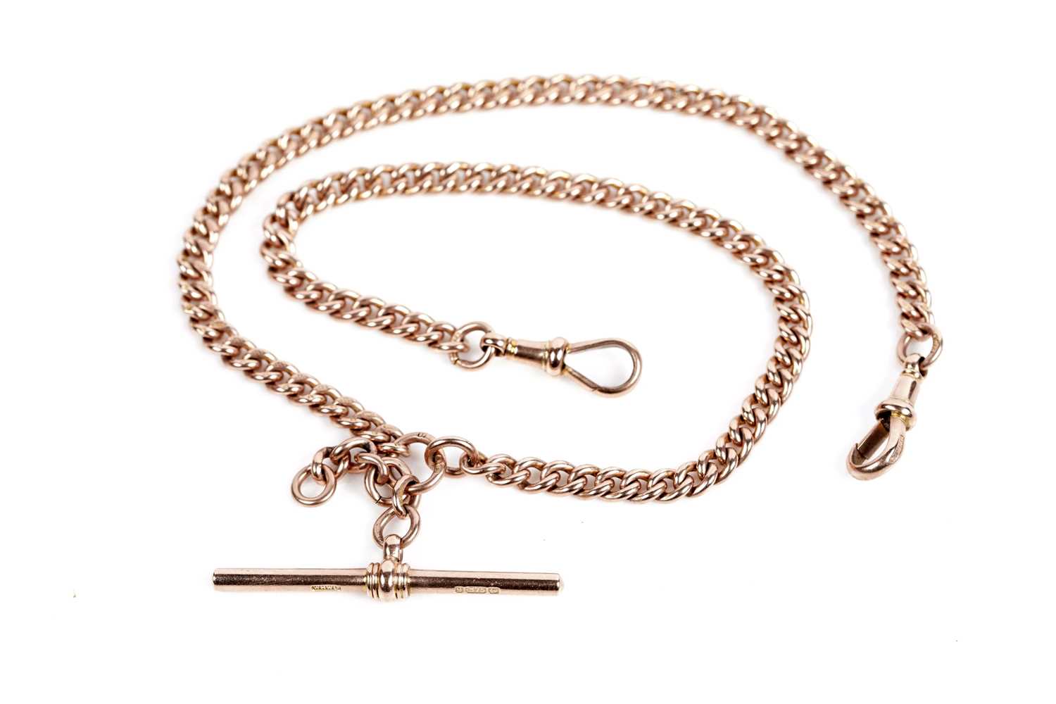 Lot 641 - A 9ct rose gold Albert watch chain