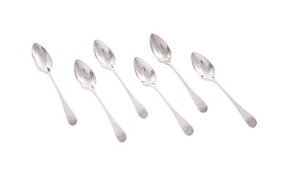 Lot 163 - A set of six silver Northeastern teaspoons