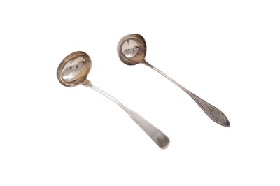 Lot 183 - Two silver toddy ladles