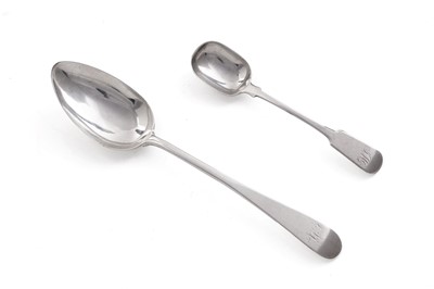 Lot 185 - A Scottish provincial silver sugar spoon; and a silver tablespoon