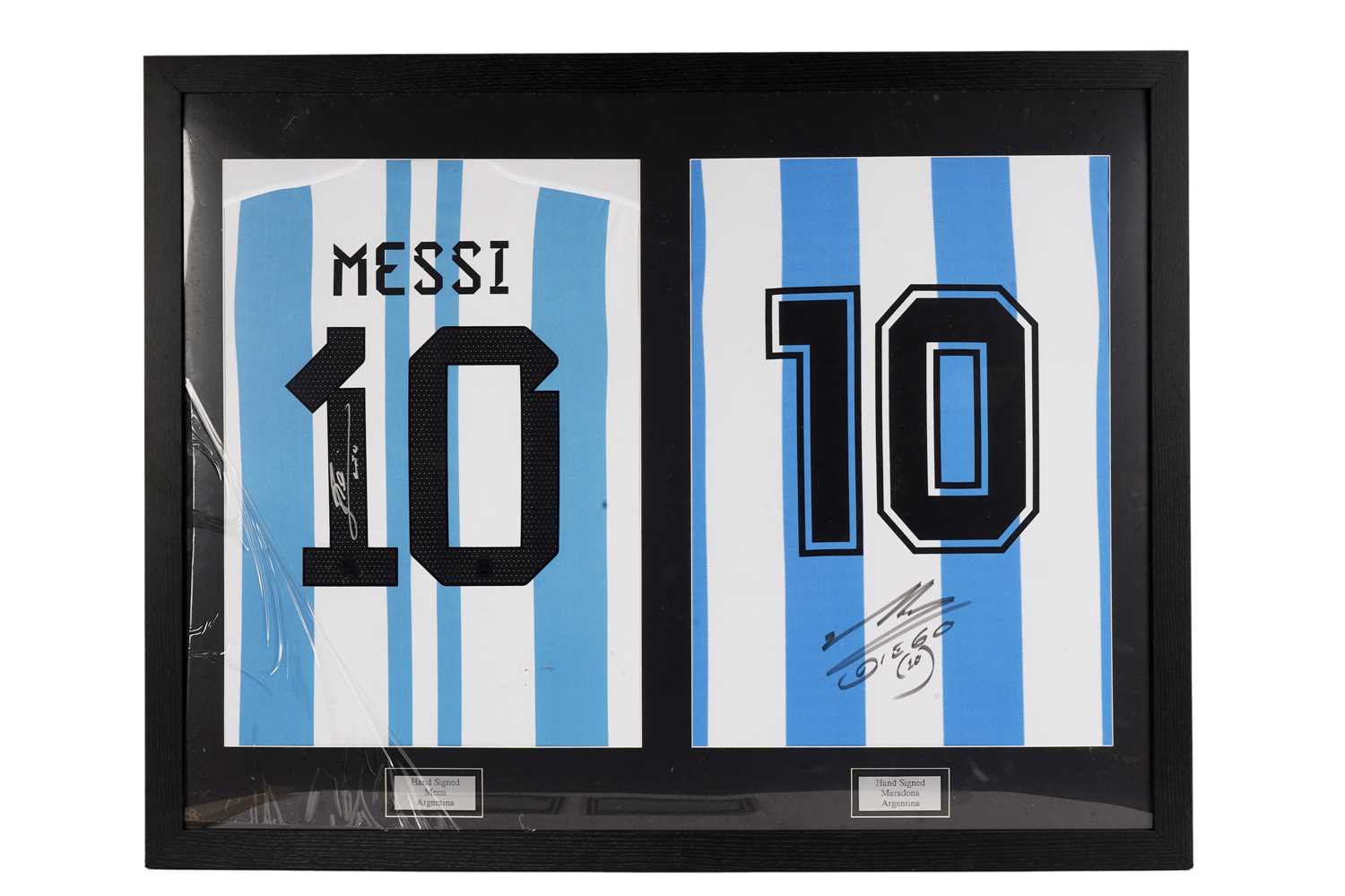 Lot 488 - A pair of framed Argentina football shirts.