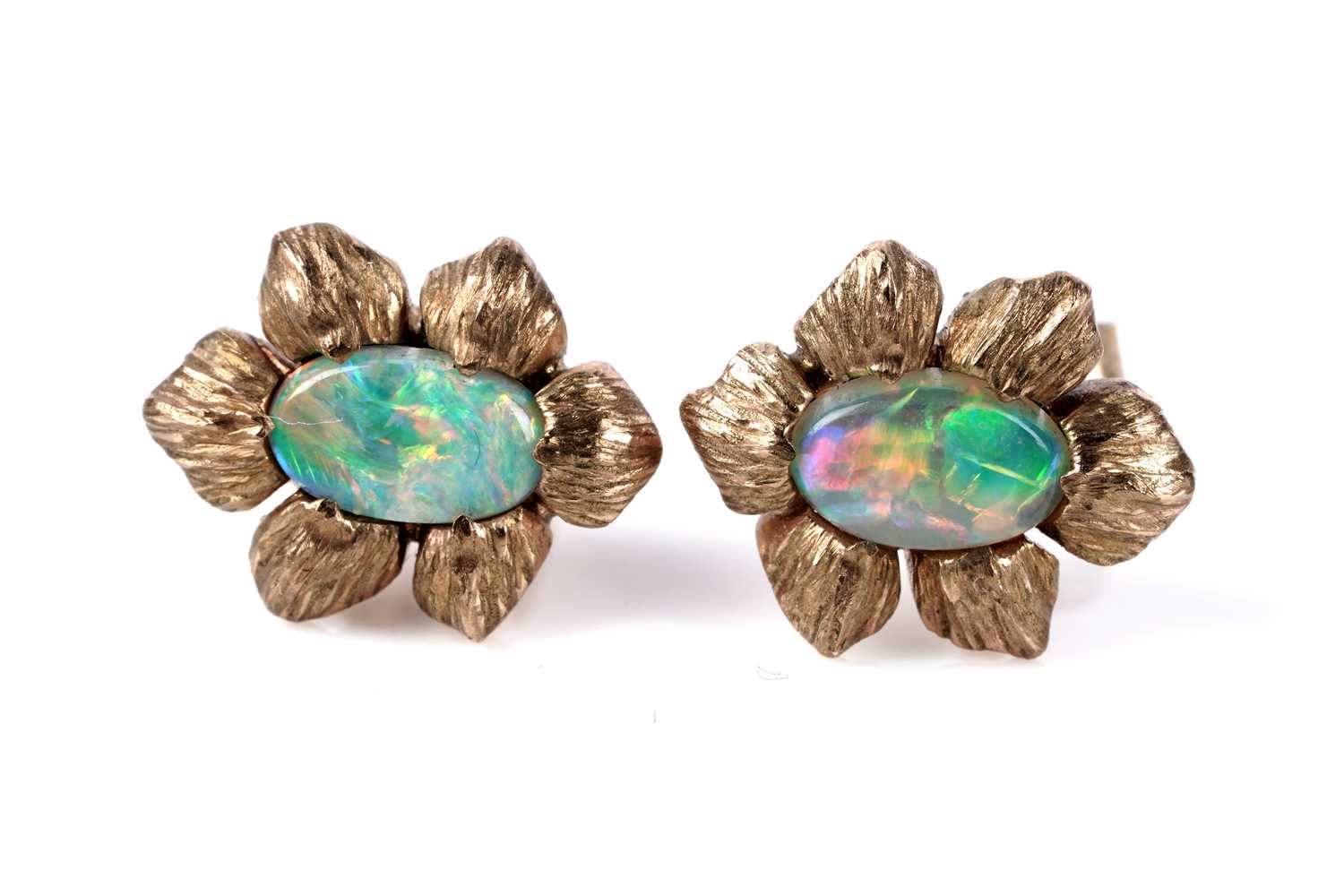 Lot 140 - A pair of opal stud earrings