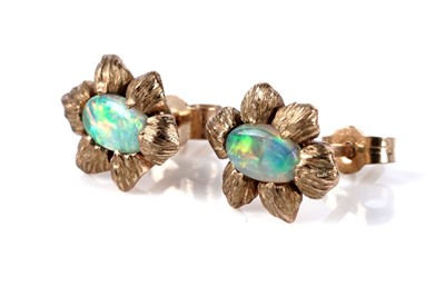 Lot 140 - A pair of opal stud earrings