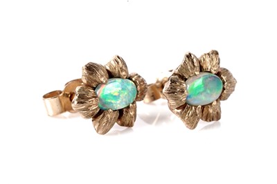 Lot 140 - A pair of opal stud earrings