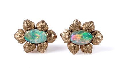 Lot 140 - A pair of opal stud earrings