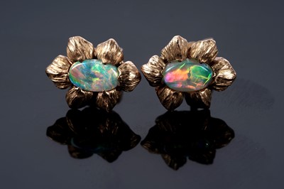 Lot 140 - A pair of opal stud earrings