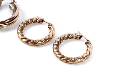 Lot 150 - Two pairs of 9ct gold hoop earrings