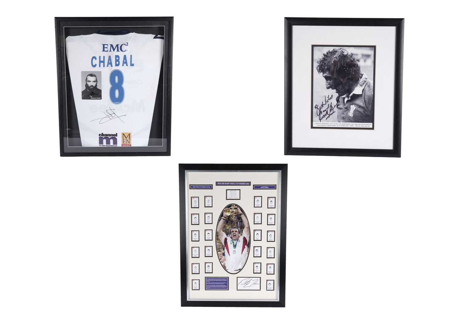 Lot 520 - A collection of autographed rugby union memorabilia