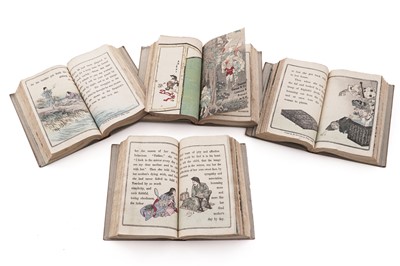 Lot 880 - Japanese Fairy Tales Series, illustrated with woodcuts by Hasegawa, four volumes