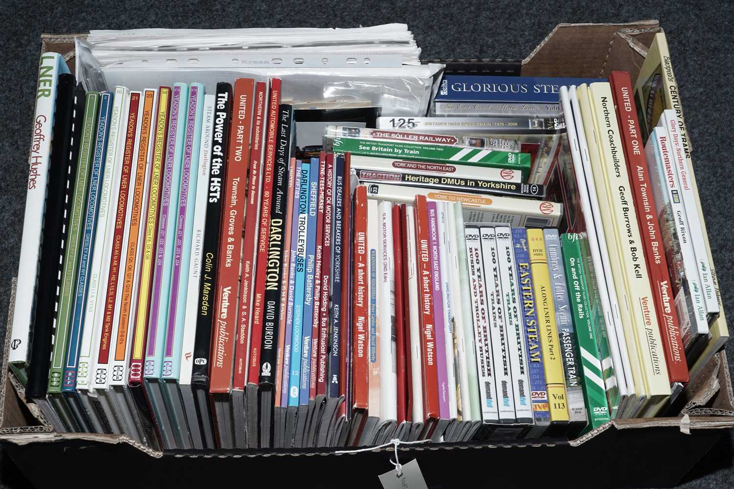 Lot 344 - A selection of books, pamphlets and DVDs relating to trains, railways and buses