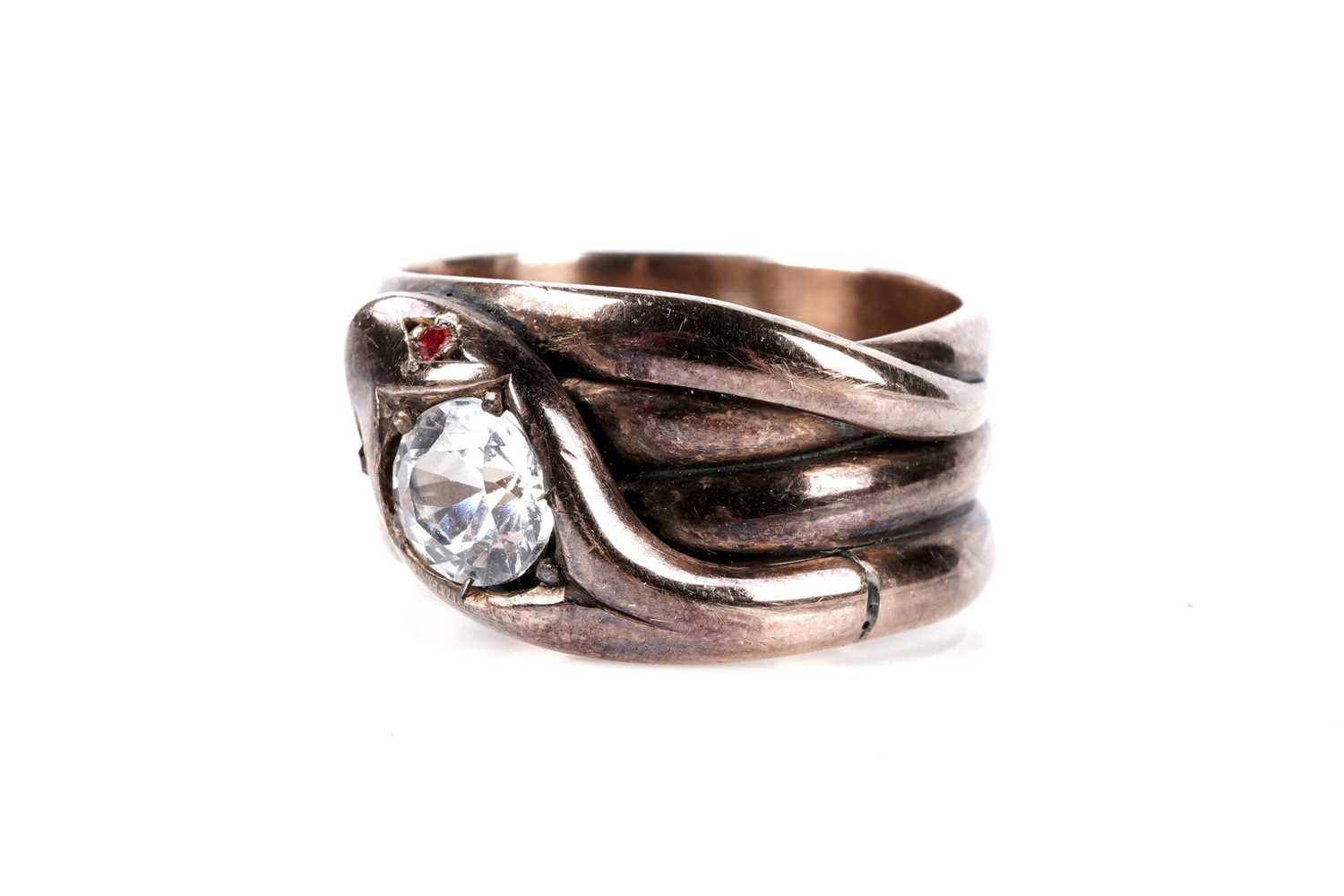 Lot 194 - A late Victorian 9ct rose gold snake ring