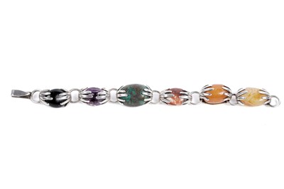 Lot 674 - A Mexican silver mineral pebble bracelet