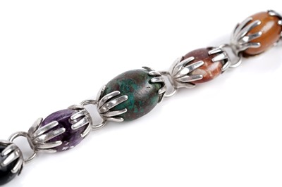 Lot 674 - A Mexican silver mineral pebble bracelet
