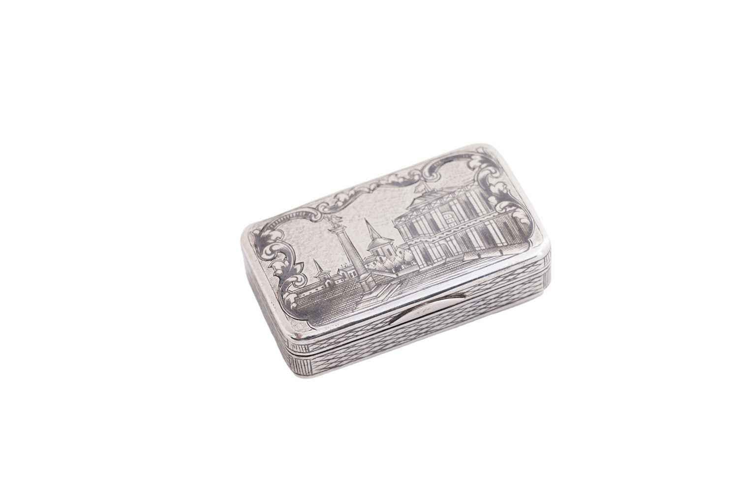 Lot 274 - A 19th Century Russian silver and niello work snuff box
